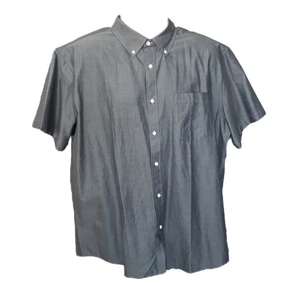 Oxford Men’s Luxury Collection Shirt XL Gray Short Sleeve Button Up - Picture 2 of 10